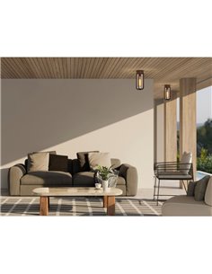 Plafón de Techo exterior VEGA Antracita Texturado, E27 15W, IP65 2