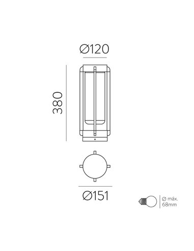 Farol externo texturizado antracite VEGA, E27 15W, IP65
