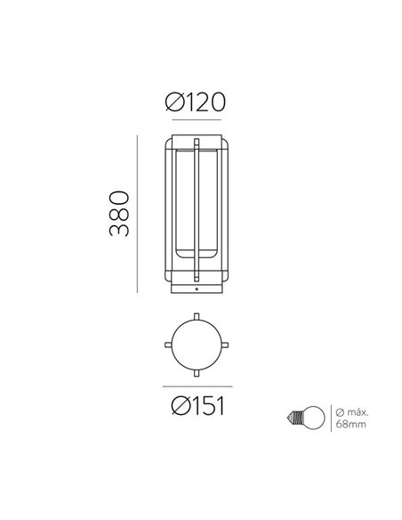 Farol externo texturizado antracite VEGA, E27 15W, IP65