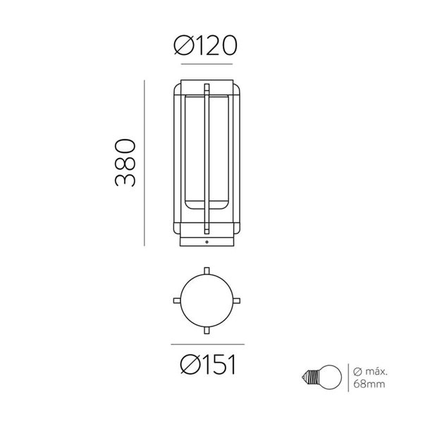Baliza de Exterior VEGA Antracita Texturado, E27 15W, IP65