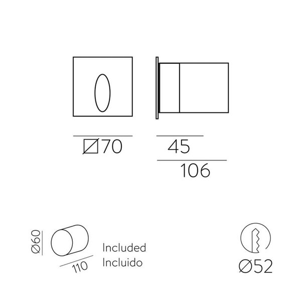 Baliza empotrable LED de suelo para exterior VIRGO blanco Texturado, 3W 3000K 60lm, IP65