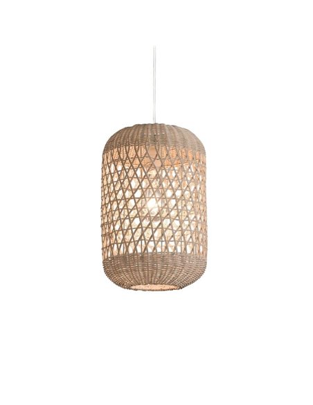 VIVIAN Suspension en Rotin Naturel avec Kit Blanc Texturé, LED E27 15W (non incl.)