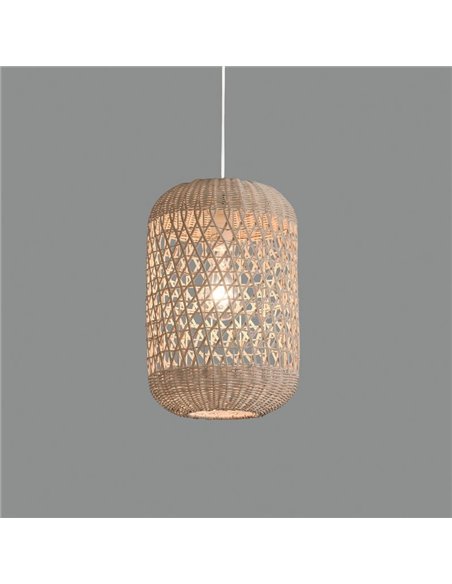 Lámpara Colgante VIVIAN de Ratán Natural con Kit Blanco Texturado, LED E27 15W (no incl.)