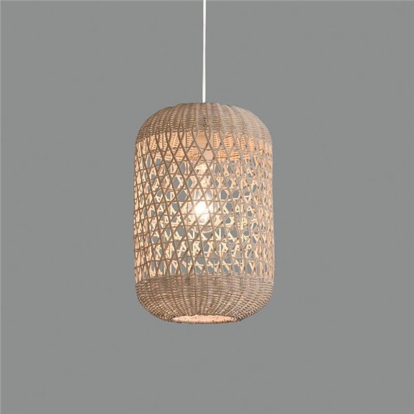 VIVIAN Suspension en Rotin Naturel avec Kit Blanc Texturé, LED E27 15W (non incl.)