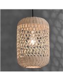 VIVIAN Suspension en Rotin Naturel avec Kit Noir Texturé, LED E27 15W (non incl.)