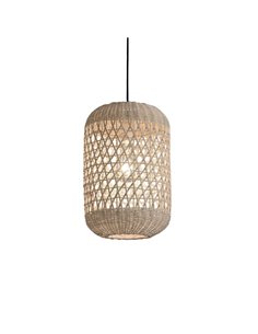 Lámpara Colgante VIVIAN de Ratán Natural con Kit Negro Texturado, LED E27 15W (no incl.)