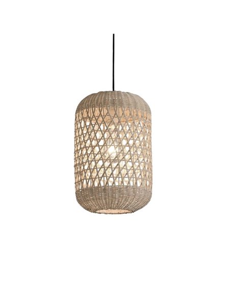 VIVIAN Candeeiro suspenso de vime natural com kit preto texturizado, LED E27 15W (não incl.)