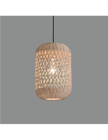 Lámpara Colgante VIVIAN de Ratán Natural con Kit Negro Texturado, LED E27 15W (no incl.)