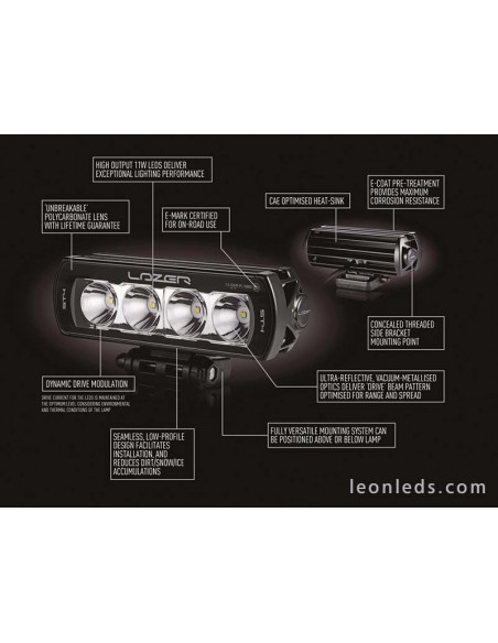 Barra de LED Lazer Lamps ST8 Evolution Homologada para Vehículos 4X4 y Camiones 95 Watios de potencia Negra | LeonLeds