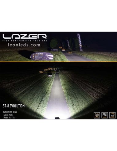 Lazer Lamps ST8 Evolution Barre LED Homologué pour Véhicules 4X4 et Camions 95 Watts de puissance Noir | leonleds