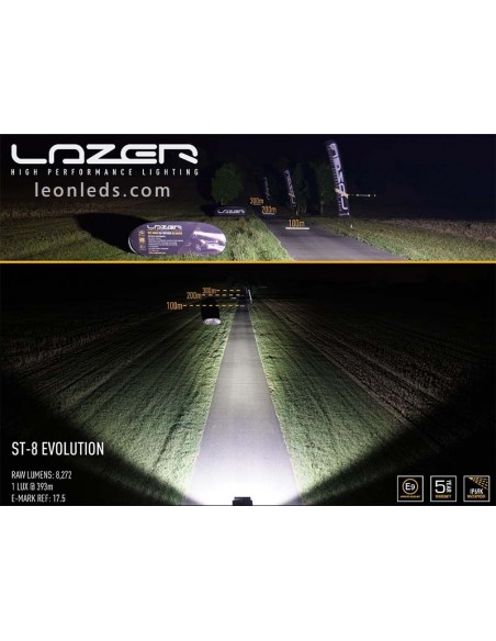 Lazer Lamps ST8 Evolution Barre LED Homologué pour Véhicules 4X4 et Camions 95 Watts de puissance Noir | leonleds
