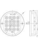 Dimensiones Piloto LED trasero redondo con intermitente 2A 12V Homologado y Estanco W32 Was | LeonLeds