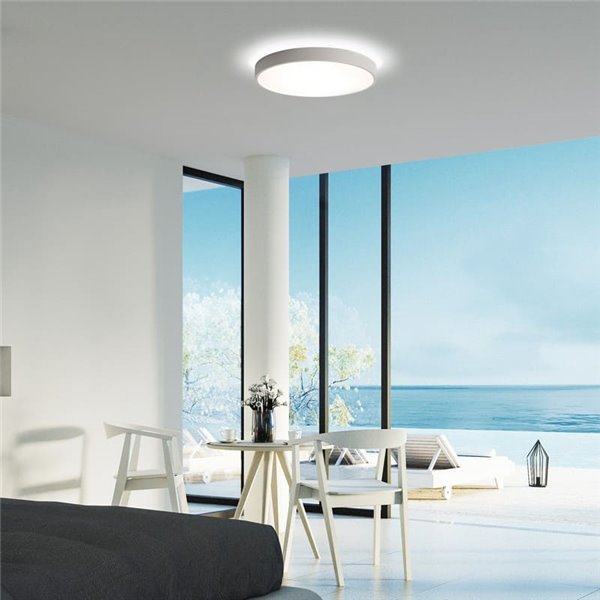 Plafonnier LED rond LISBOA Blanc texturé, Ø40cm LED 30W 2745lm + 5W 460lm, 3000K/4000K Avec et sans Casambi