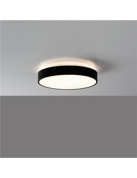 Plafón de Techo LED LISBOA Negro Texturado redondo, Ø40cm LED 30W 2745lm + 5W 460lm, 3000K/4000K Con y sin Casambi