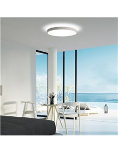 Plafonnier LED Rond Blanc Texturé LISBOA, Ø 60cm LED 60W 5490lm + 8W 735lm, 3000K/4000K Avec et sans Casambi 2