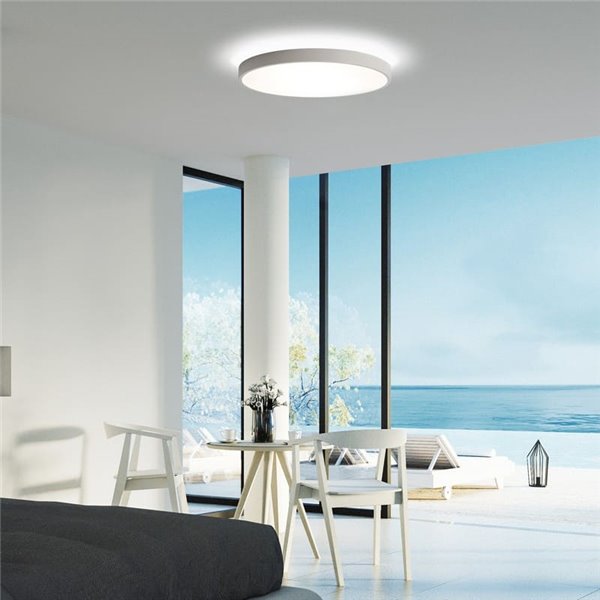 LISBOA Plafon LED Branco Texturizado Redondo, Ø 60cm LED 60W 5490lm + 8W 735lm, 3000K/4000K Com e sem Casambi