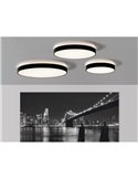 LISBOA Plafon LED Redondo Texturizado Preto, Ø 60cm LED 60W 5490lm + 8W 735lm, 3000K/4000K Com e sem Casambi