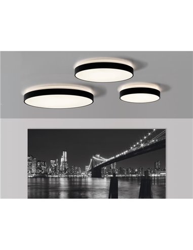 Plafón LED de Techo LISBOA Negro Texturado redondo, Ø 60cm LED 60W 5490lm + 8W 735lm, 3000K/4000K Con y sin Casambi