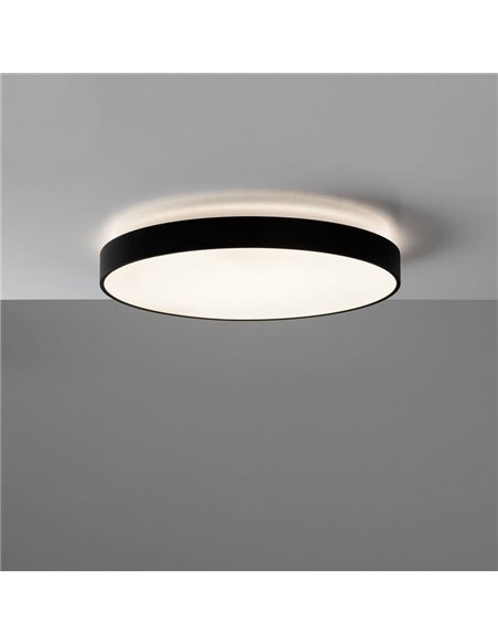 Plafón LED de Techo LISBOA Negro Texturado redondo, Ø 60cm LED 60W 5490lm + 8W 735lm, 3000K/4000K Con y sin Casambi