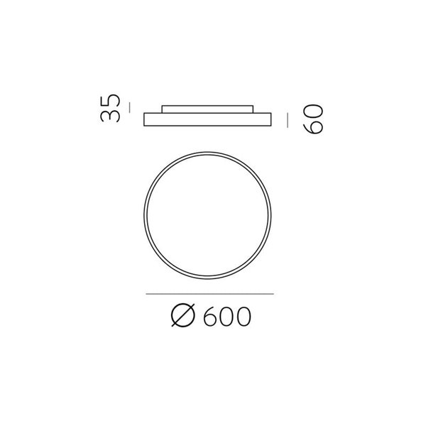 LISBOA Plafon LED Redondo Texturizado Preto, Ø 60cm LED 60W 5490lm + 8W 735lm, 3000K/4000K Com e sem Casambi