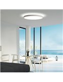 Plafonnier LED rond texturé blanc LISBOA, Ø80cm LED 80W 3000K 7320lm + 12W 3000K 915lm, CRI90 CL.I, LED intégré