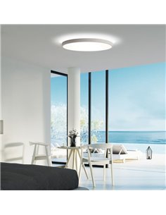 Plafón de Techo LED redondo Blanco Texturado LISBOA, Ø80cm LED 80W 3000K 7320lm + 12W 3000K 915lm, CRI90 CL.I, LED integrado 2