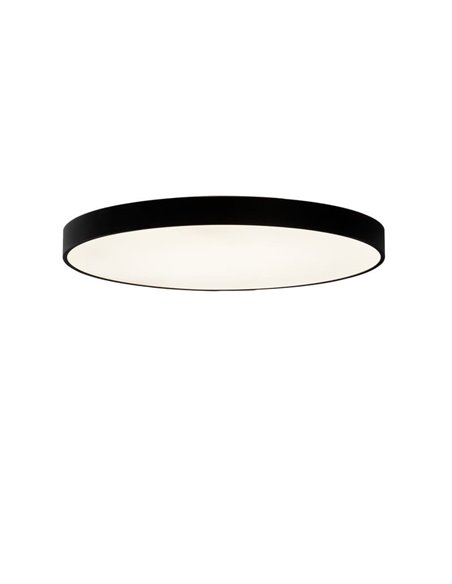 LISBOA Plafond LED redondo preto texturizado, Ø80cm LED 80W 3000K 7320lm + 12W 3000K 915lm, CRI90 CL.I, LED integrado
