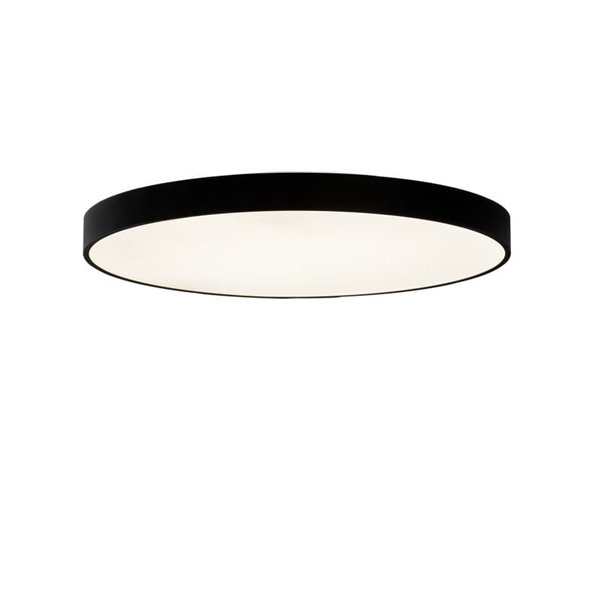 Plafonnier LED rond texturé noir LISBOA, Ø80cm LED 80W 3000K 7320lm + 12W 3000K 915lm, CRI90 CL.I, LED intégré