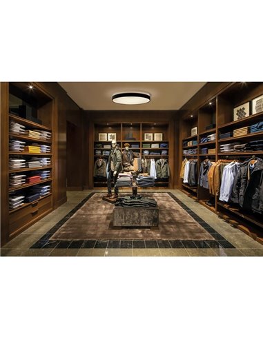 Plafonnier LED rond texturé noir LISBOA, Ø80cm LED 80W 3000K 7320lm + 12W 3000K 915lm, CRI90 CL.I, LED intégré