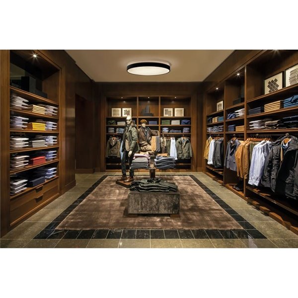 Plafonnier LED rond texturé noir LISBOA, Ø80cm LED 80W 3000K 7320lm + 12W 3000K 915lm, CRI90 CL.I, LED intégré