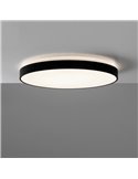 LISBOA Plafon LED redondo preto texturizado, Ø80cm LED 80W 3000K 7320lm + 12W 3000K 915lm, CRI90 CL.I, LED integrado