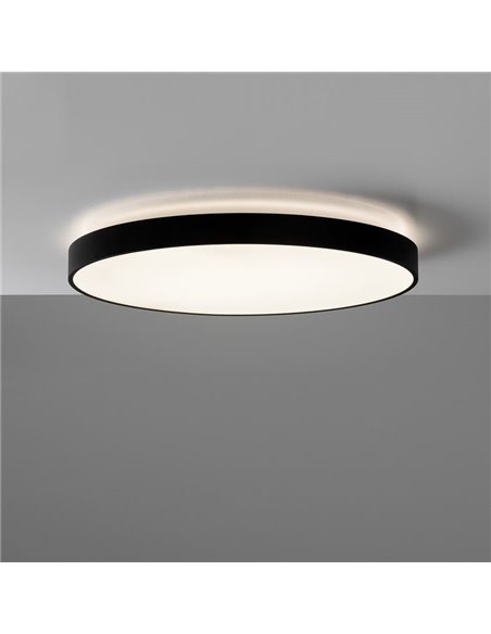 Plafón de Techo LED Negro Texturado redondo LISBOA, Ø80cm LED 80W 3000K 7320lm + 12W 3000K 915lm, CRI90 CL.I, LED integrado