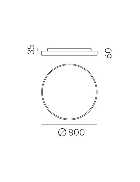 Plafonnier LED rond texturé noir LISBOA, Ø80cm LED 80W 3000K 7320lm + 12W 3000K 915lm, CRI90 CL.I, LED intégré