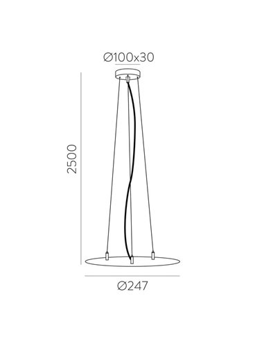 Accesorio de LISBOA Ø40cm 2.5m, Conjunto Colgante instalado cable transparente + 3 tensores de acero + Fijaciones blanco/negro t