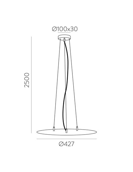 Accesorio de LISBOA Ø60cm 2.5m, Conjunto Colgante instalado cable transparente + 3 tensores de acero + Fijaciones blanco/negro t