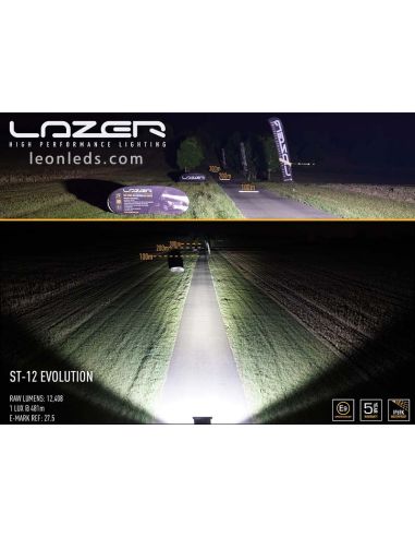Lazer Lamps ST12 Evolution Barre LED Homologué pour Véhicules 4X4 et Camions 144 Watts de puissance Noir | leonleds