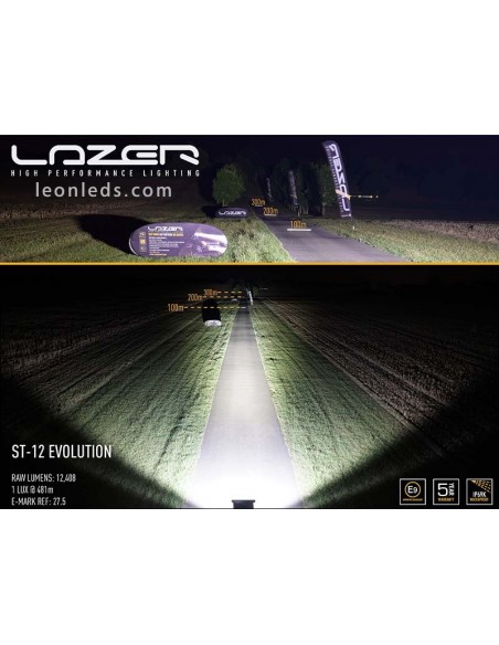 Lâmpadas Lazer ST12 Evolution LED Bar Aprovado para Veículos 4X4 e Caminhões 144 Watts de potência Preto | leonleds