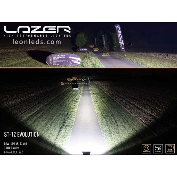 Barra de LED Lazer Lamps ST12 Evolution Homologada para Vehículos 4X4 y Camiones 144 Watios de potencia Negra | LeonLeds