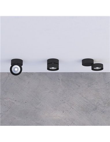 Foco Orientable tipo Plafón LED COB MAKO, Negro texturado, 20W 3000K 1875lm