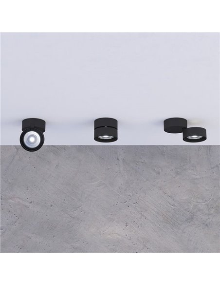 Foco Orientable tipo Plafón LED COB MAKO, Negro texturado, 20W 3000K 1875lm