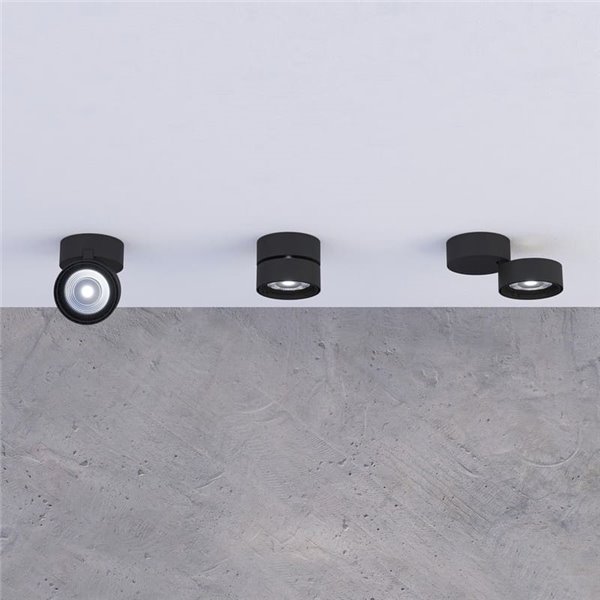 Foco Orientable tipo Plafón LED COB MAKO, Negro texturado, 20W 3000K 1875lm