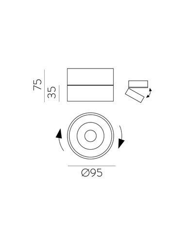 Refletor LED ajustável para teto MAKO COB, preto texturizado, 20W 3000K 1875lm