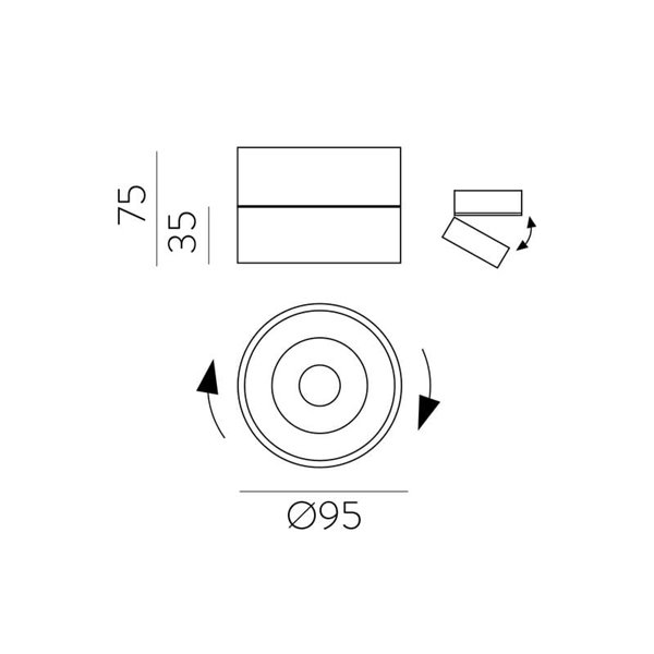 Spot de Plafond Orientable LED MAKO COB, Noir Texturé, 20W 3000K 1875lm