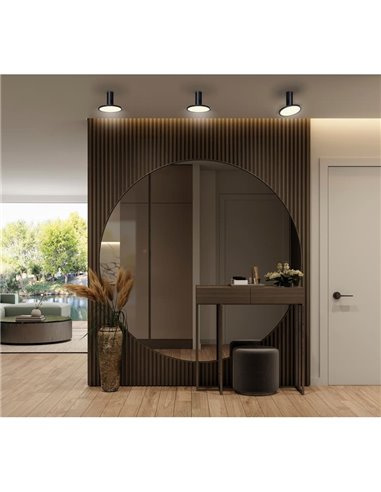 Plafonnier avec spot LED rond orientable 18W 3000K 1600lm, noir texturé MORGAN