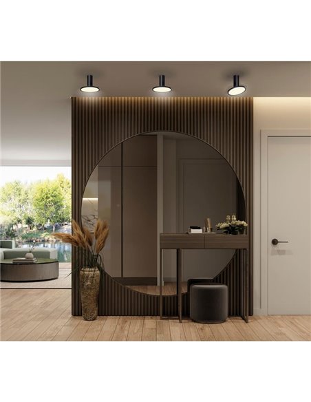 Plafonnier avec spot LED rond orientable 18W 3000K 1600lm, noir texturé MORGAN