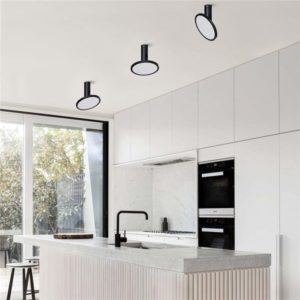 Candeeiro de teto com foco LED redondo ajustável 18W 3000K 1600lm, preto texturizado MORGAN