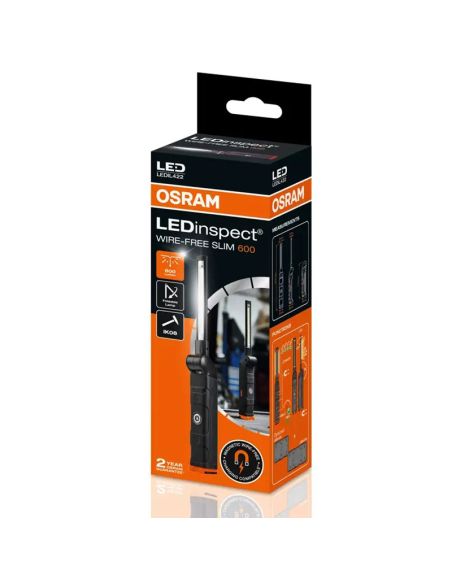 Lampe d'inspection OSRAM WIRE-FREE SLIM 600 LED - Recharge magnétique et conception compacte LEDIL422