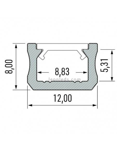 Profilé en aluminium de surface pour bandes Led décoratives -Type X- 2M | leonleds