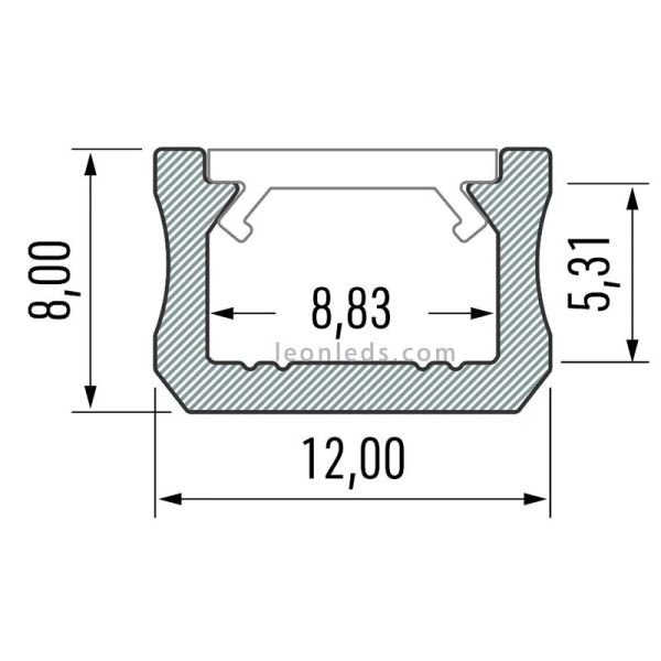 Perfil Aluminio Superficie para tiras Led decorativas -Tipo X- 2M | LeonLeds