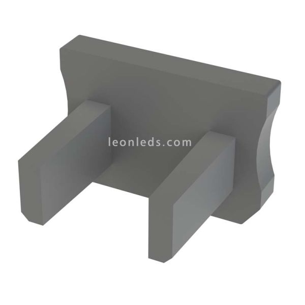 Tapa Final sin Agujero para Perfil Tipo X Gris | LeonLeds